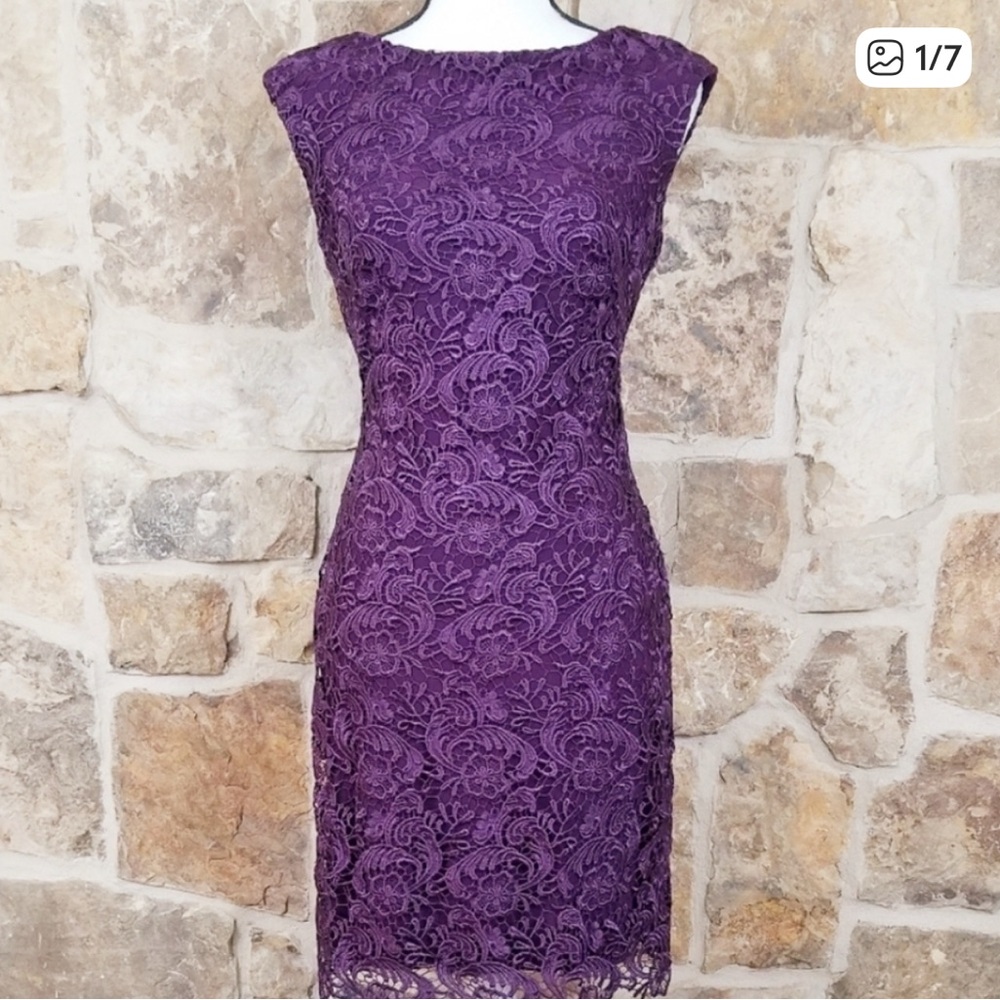 Elegant Lauren Purple Lace Dress 4P